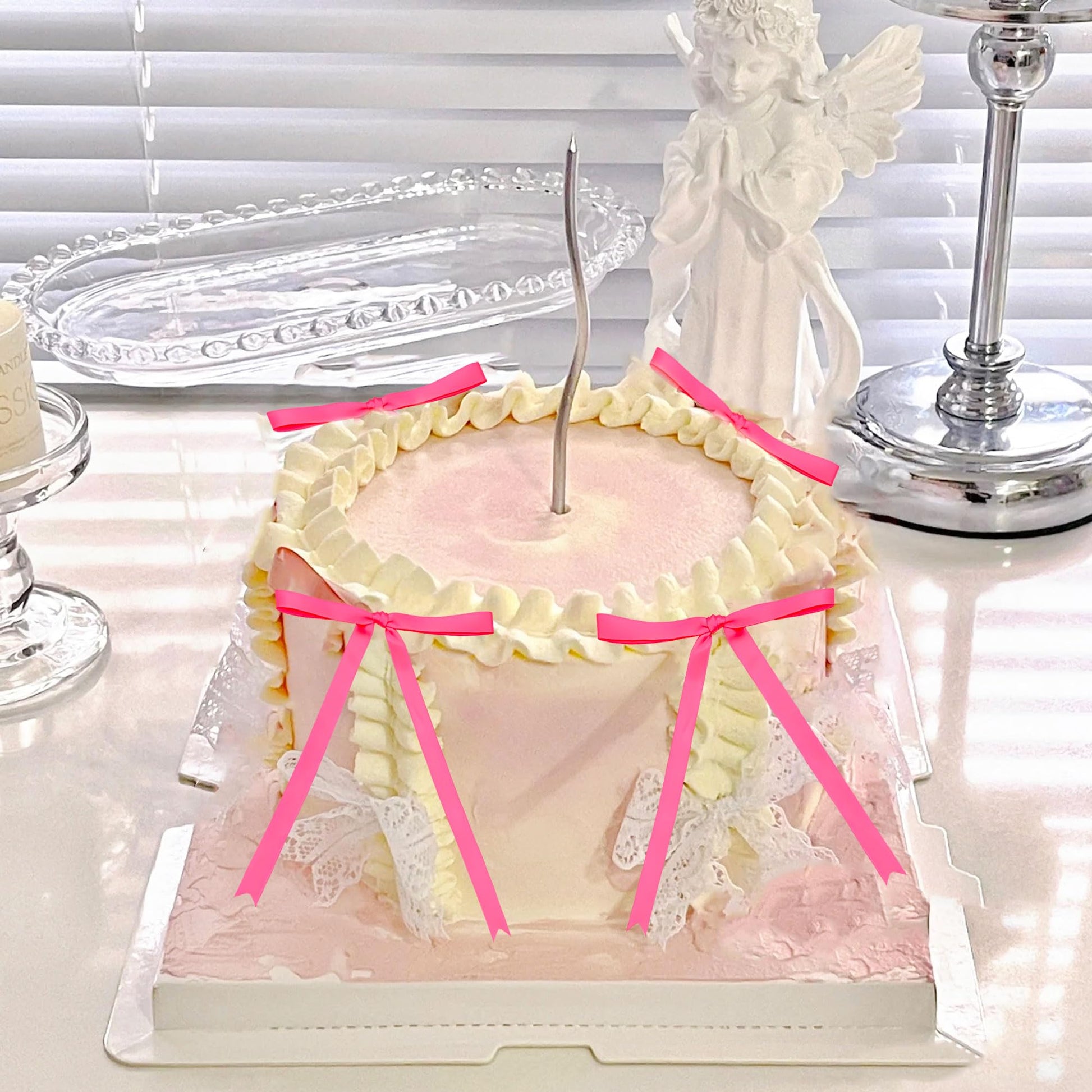 Pink Bow Cake Topper Pink Ribbons Bows for Cake Decorating Pink