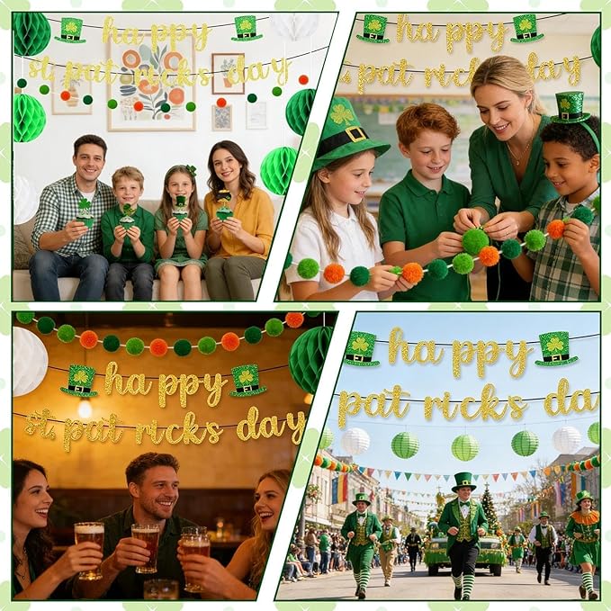21PCS St Patricks Day Decorations Set Shamrock Decorations Includes