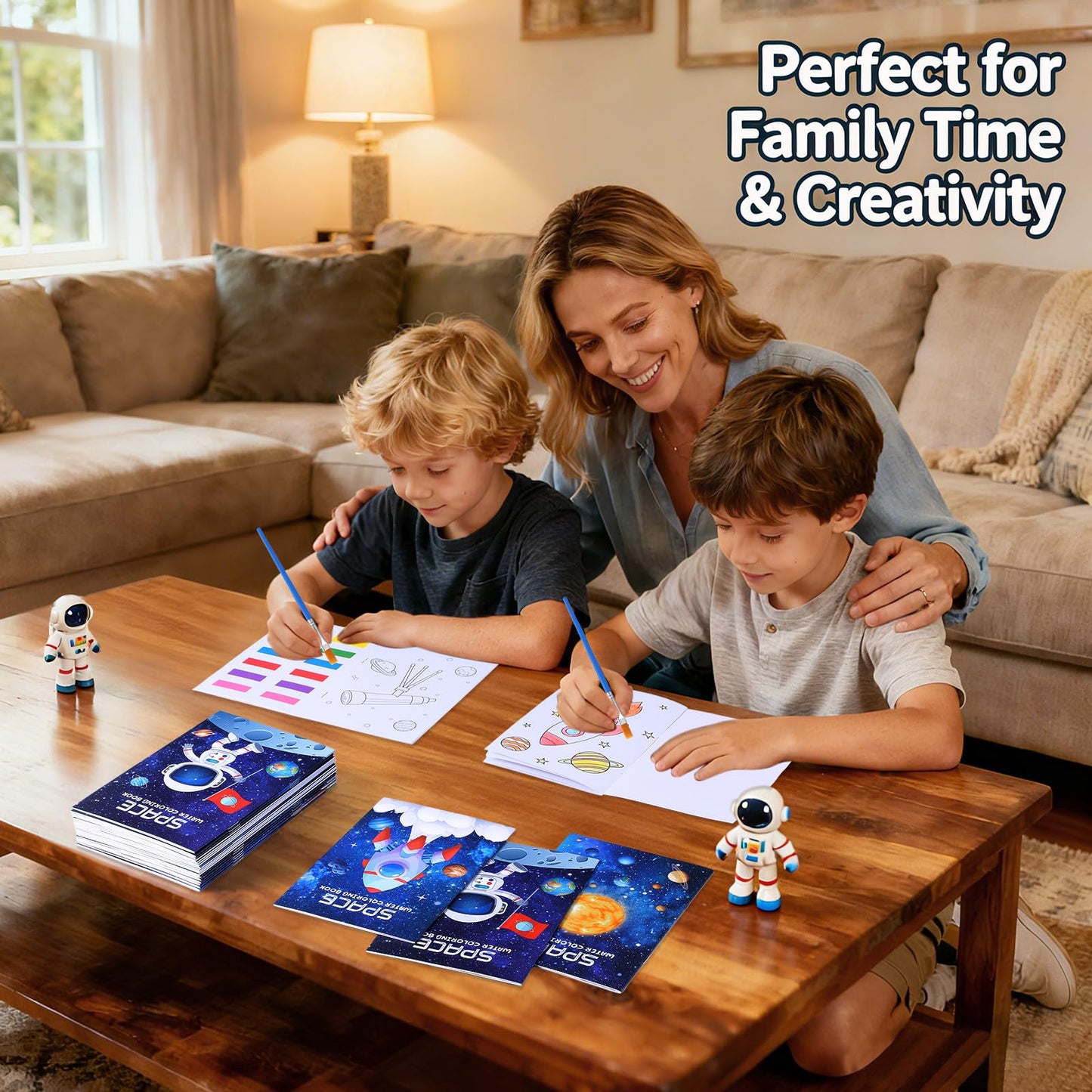 24 Pack Space Paint with Water Books for Kids, Mini Watercolor