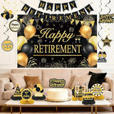 Retirement Party Decorations for Men Women Black Gold Happy Retirement