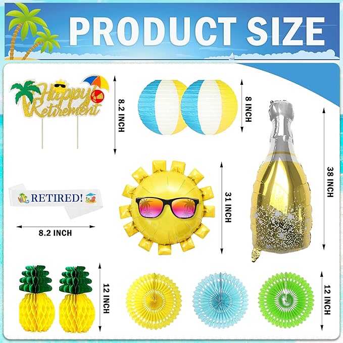 Tropical Hawaiian Luau Retirement Party Decorations Summer Beach