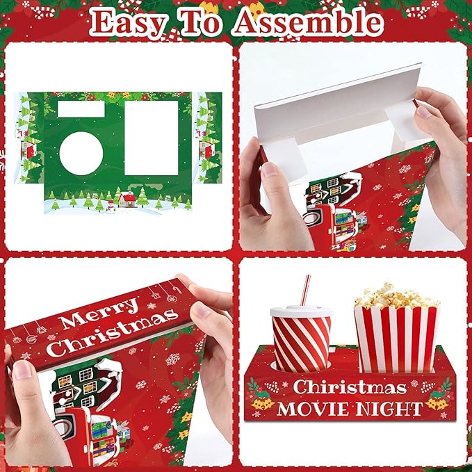 32Pcs Christmas Party Supplies Movie Night Paper Snacks Boxes