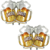 Beer Cup Balloons Set of 4, Beer Mug Cheers Foil Balloons Fit For