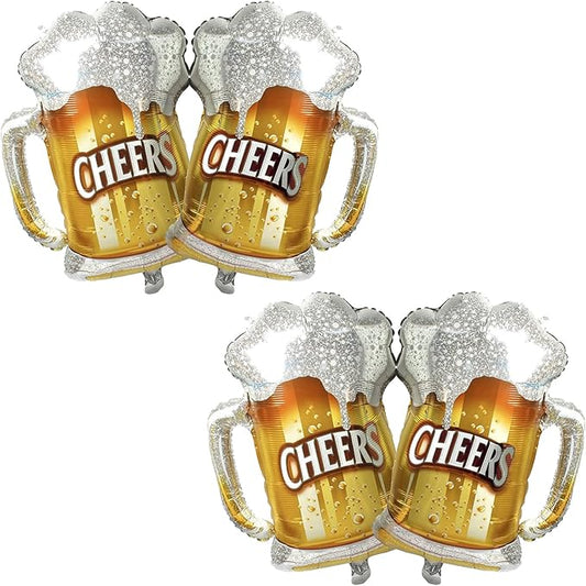 Beer Cup Balloons Set of 4, Beer Mug Cheers Foil Balloons Fit For