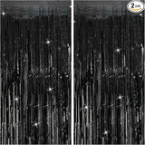 Tinsel Curtain Backdrop Black Birthday & Wedding Decorations 2 Packs