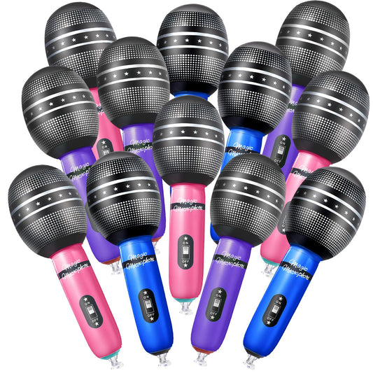 Zhanmai 12 Pieces Inflatable Microphones for Kpop Birthday Party Blow