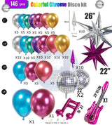 Chrome Balloon Garland Arch Kit, 130pcs Metallic Purple Teal Red Hot