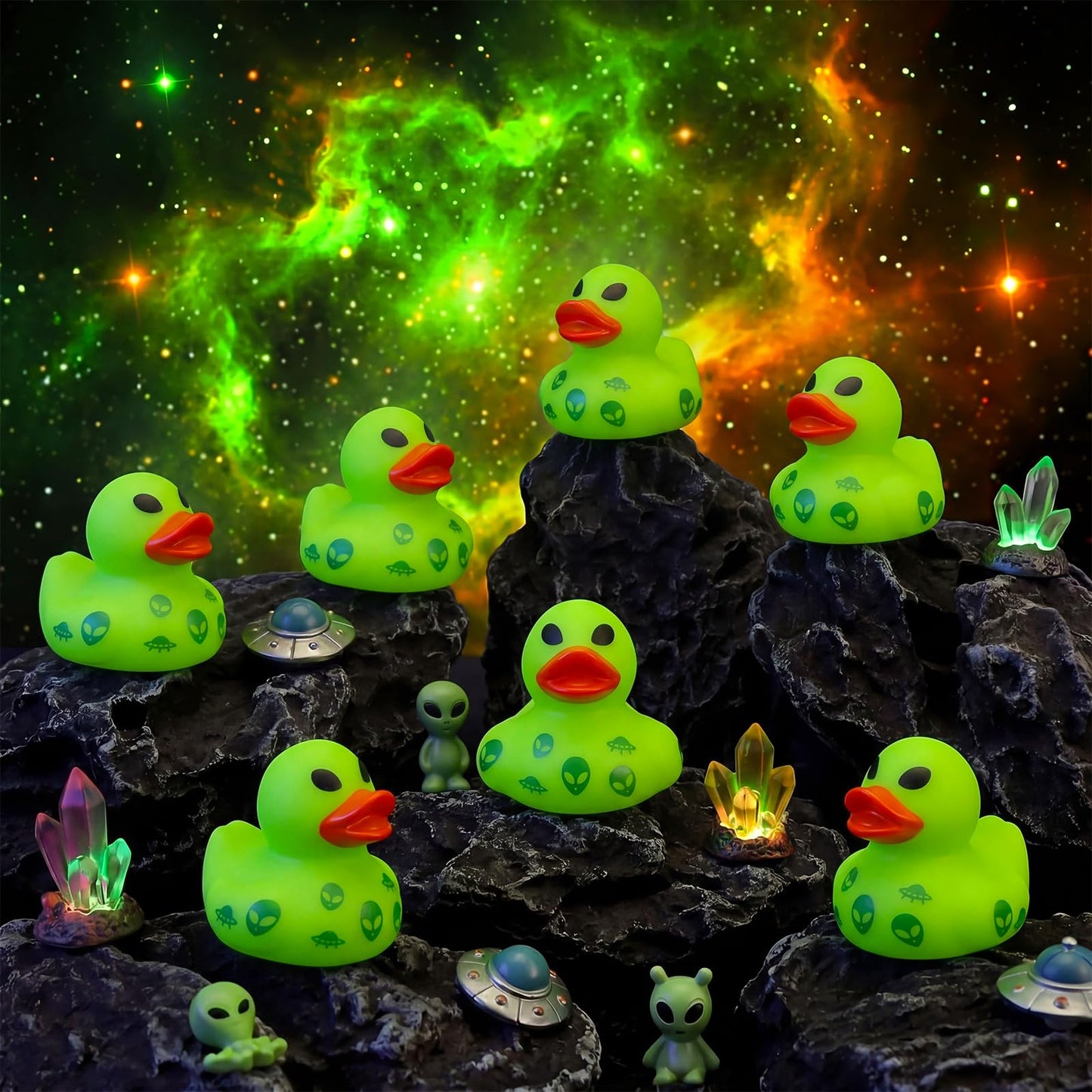25 Pcs Mini Alien Rubber Ducks Alien Party Favors Tiny Green