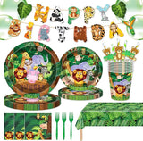 146Pcs Jungle Wild Animal Plates and Napkins Jungle Safari Party