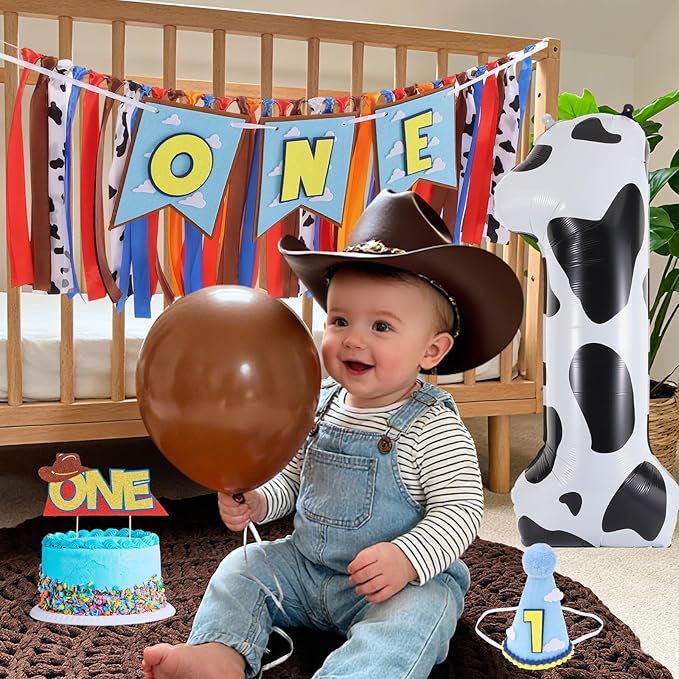 Cartoon Toy Highchair Banner for Baby First Birthday Party