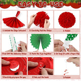 28PCS Christmas Decorations Christmas Banner Paper Fans Set Red