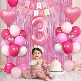 3rd Birthday Decorations for Girls Hot Pink Balloons Happy Birthday