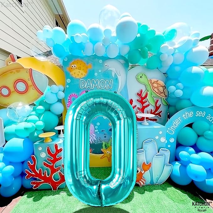 KatchOn, Huge Aqua Blue 0 Balloons - 40 Inch | Turquoise Balloons |