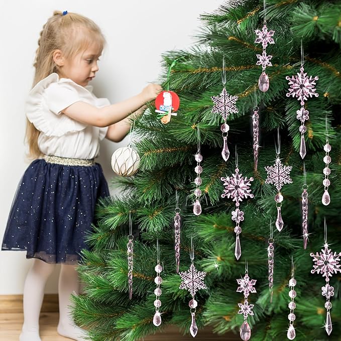 18pcs Crystal Christmas Ornaments for Christmas Tree Decorations-Light