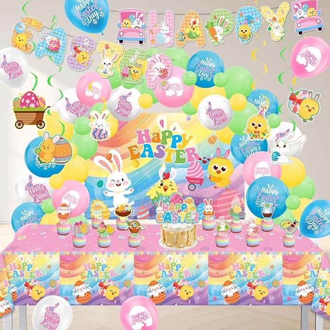 82Pcs Easter Party Decorations for Kids Easter Egg Hunt Kit with
