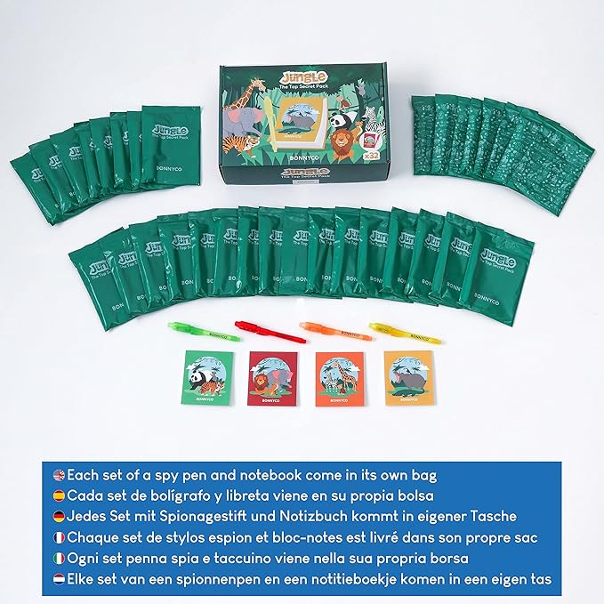 Invisible Ink Pen and Notebook Pack 32 Safari Party Favors for Kids