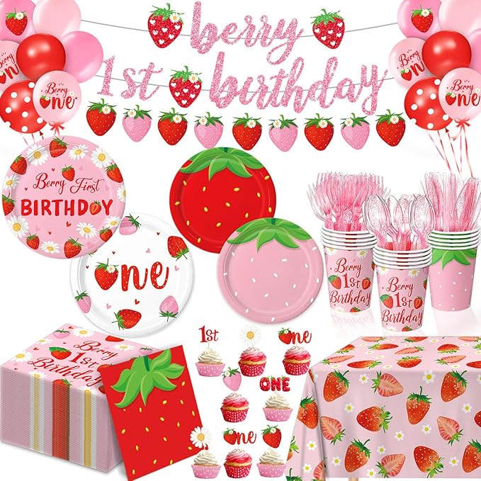 Berry First Birthday Decor Strawberry 1st