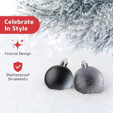 PREXTEX 36 Piece Christmas Ornaments Set - Black Shatterproof Balls