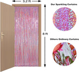 Melsan Pink Tinsel Curtains Backdrop, 3.2 ft x 8.2 ft Sparkle