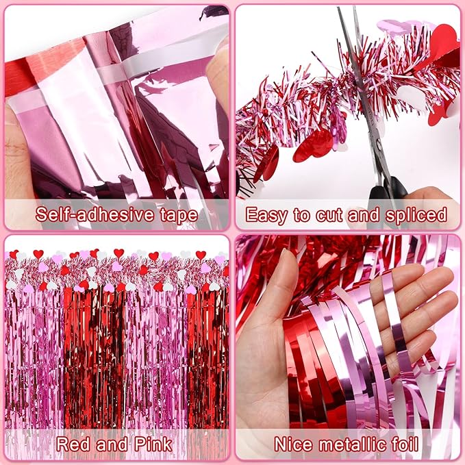 Valentines Party Decorations 4 Pcs Valentine's Day Red Pink Table