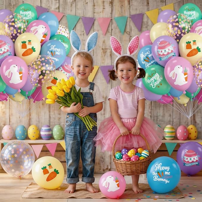 Pastel Easter Balloons,12 Inch Macaron Pink Blue Purple Green Yellow