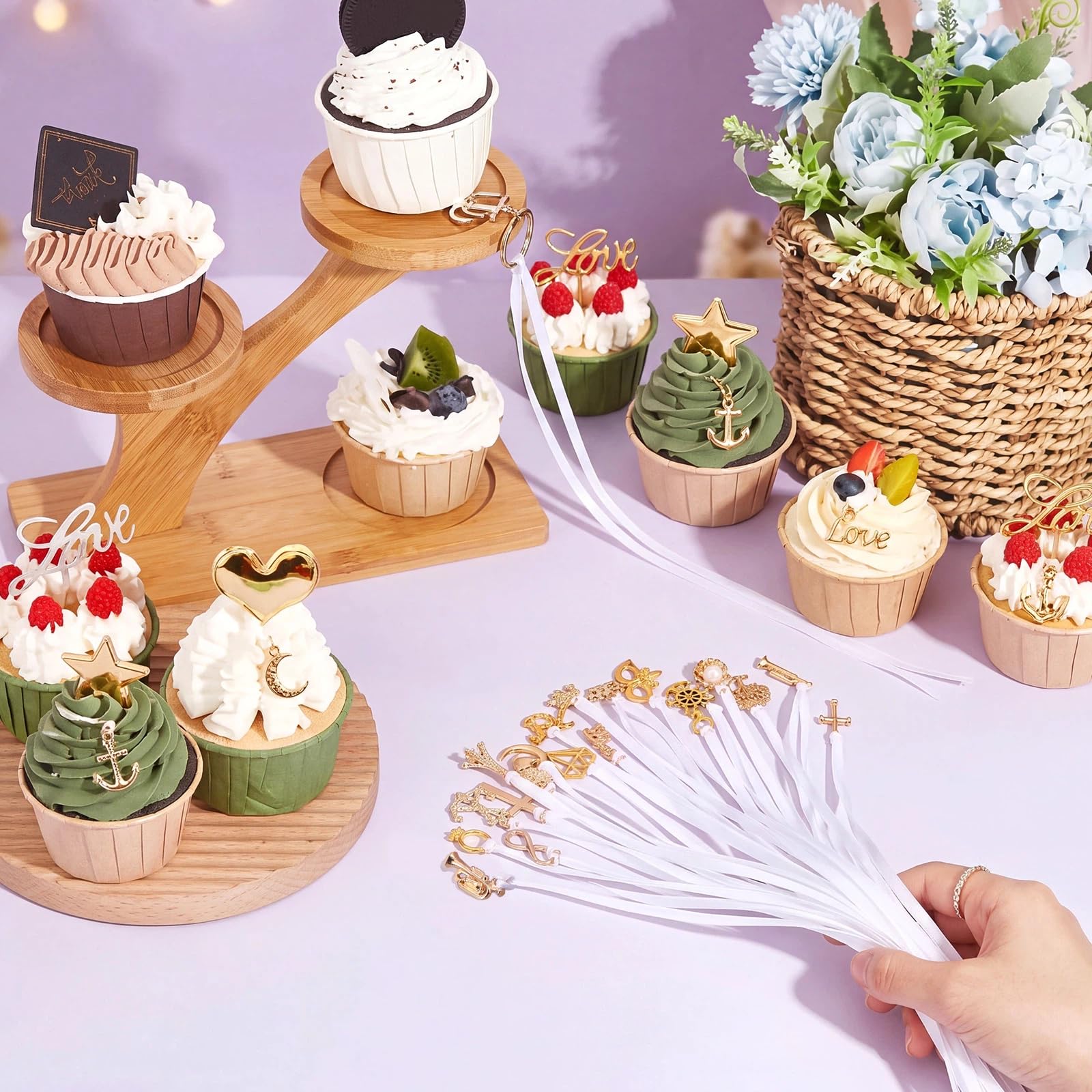 Solsew 20 Pcs Coquette Cake Pulls on Ribbon Decorations Traditional