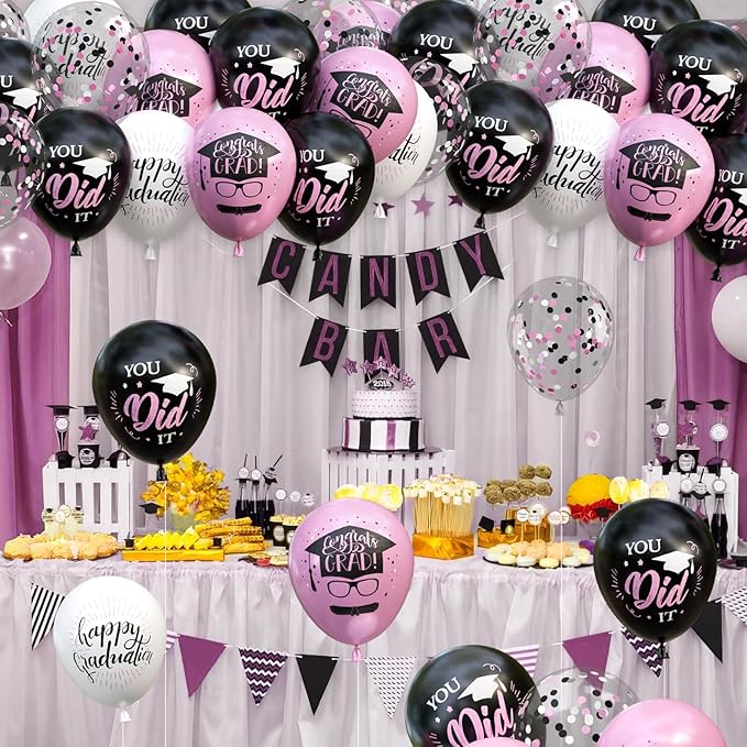 OuMuaMua 75 Pack Graduation Party Decorations Balloons Set - 12 Inch P