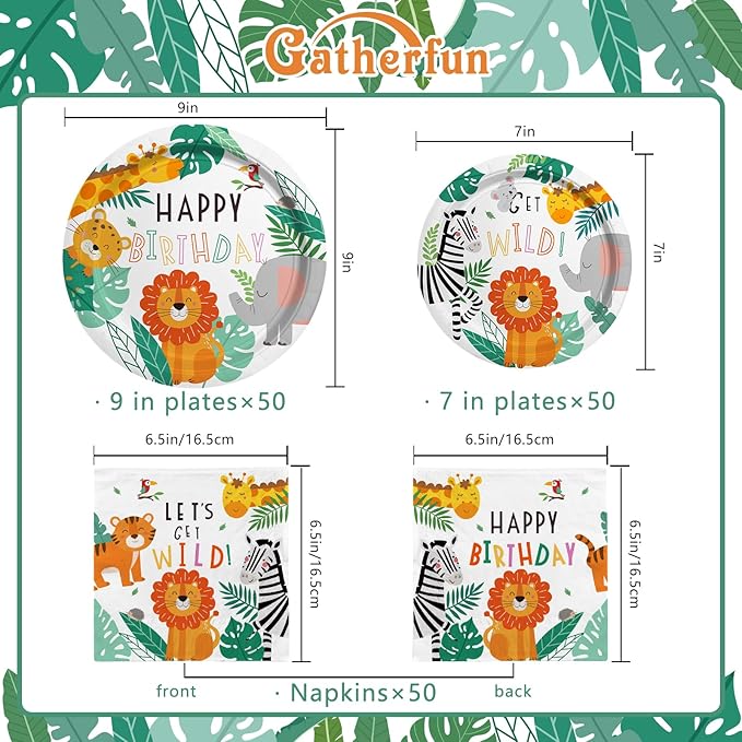 Safari Birthday Party Supplies Jungle Disposable Paper Plates