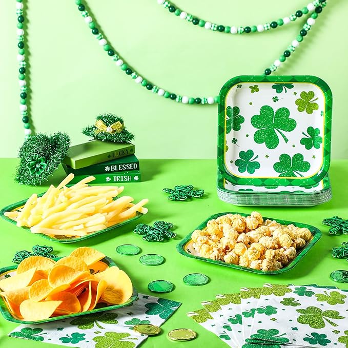 72 Pcs St Patrick's Day Plates and Napkins Set Serve 36 7 Square