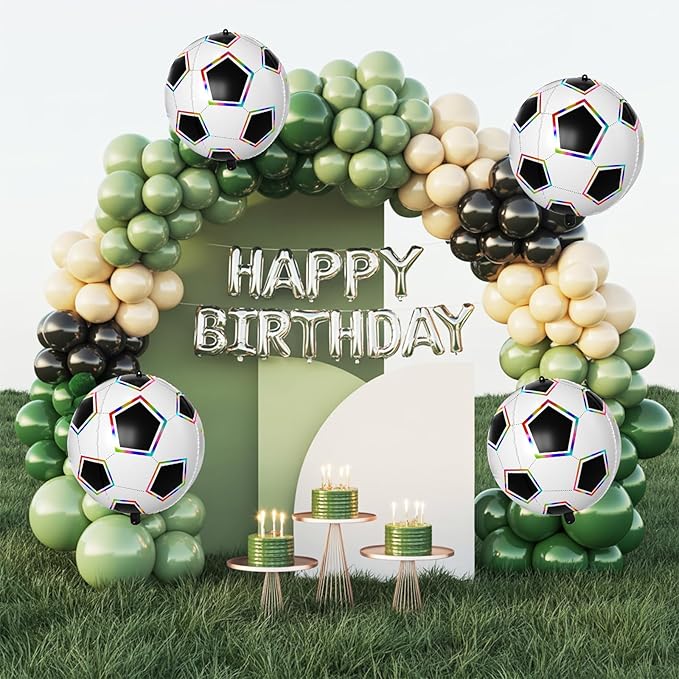 6 Pcs Soccer Balloons, 22 Inch Large Soccer Foil Balloon, 4D Colorful