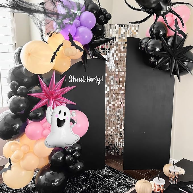 Pastel Halloween Balloon Arch Kit Purple Pink Orange Black Balloons