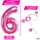 KatchOn, Giant Hot Pink Number 6 Balloon - 40 Inch | 6th Birthday
