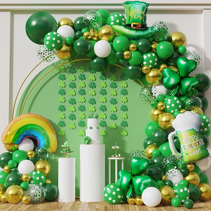 St Patrick's Day Balloon Garland Arch Kit with 138PCS Green Gold