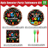 96Pcs Christmas Ugly Sweater Party Plates Merry Christmas Party