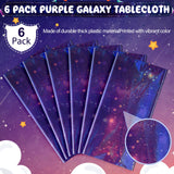 YIDAKO 6Pcs Iridescent Space Tablecloths, Disposable Plastic Purple