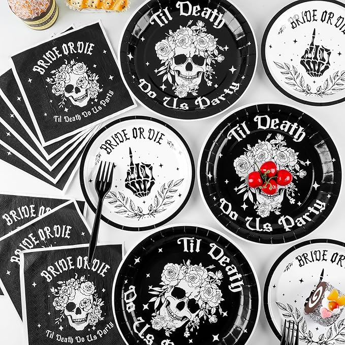 96pcs Bride or Die Bachelorette Party Plates and Napkins Till Death