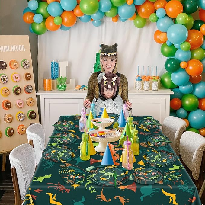 162 Pcs Dinosaur Birthday Decorations Including Dino Plates Napkins