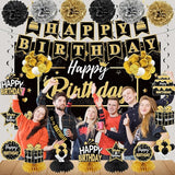 20Pcs Black and Gold Birthday Party Decorations Kit for Men Women