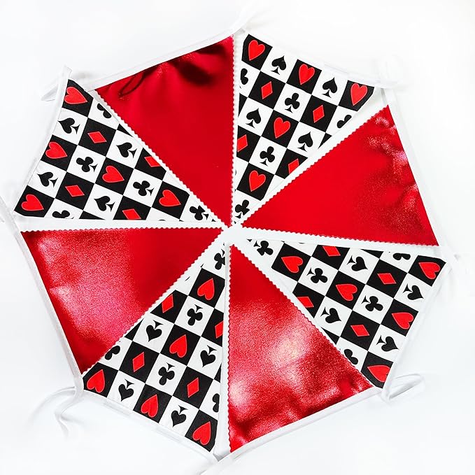 32Ft Casino Party Decorations Red Black Banner Triangle Flag Fabric