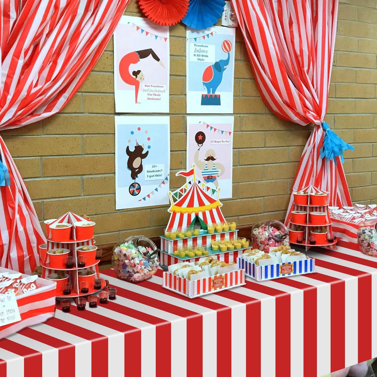 Carnival Theme Party Decorations Tablecloths, Circus Plastic Table