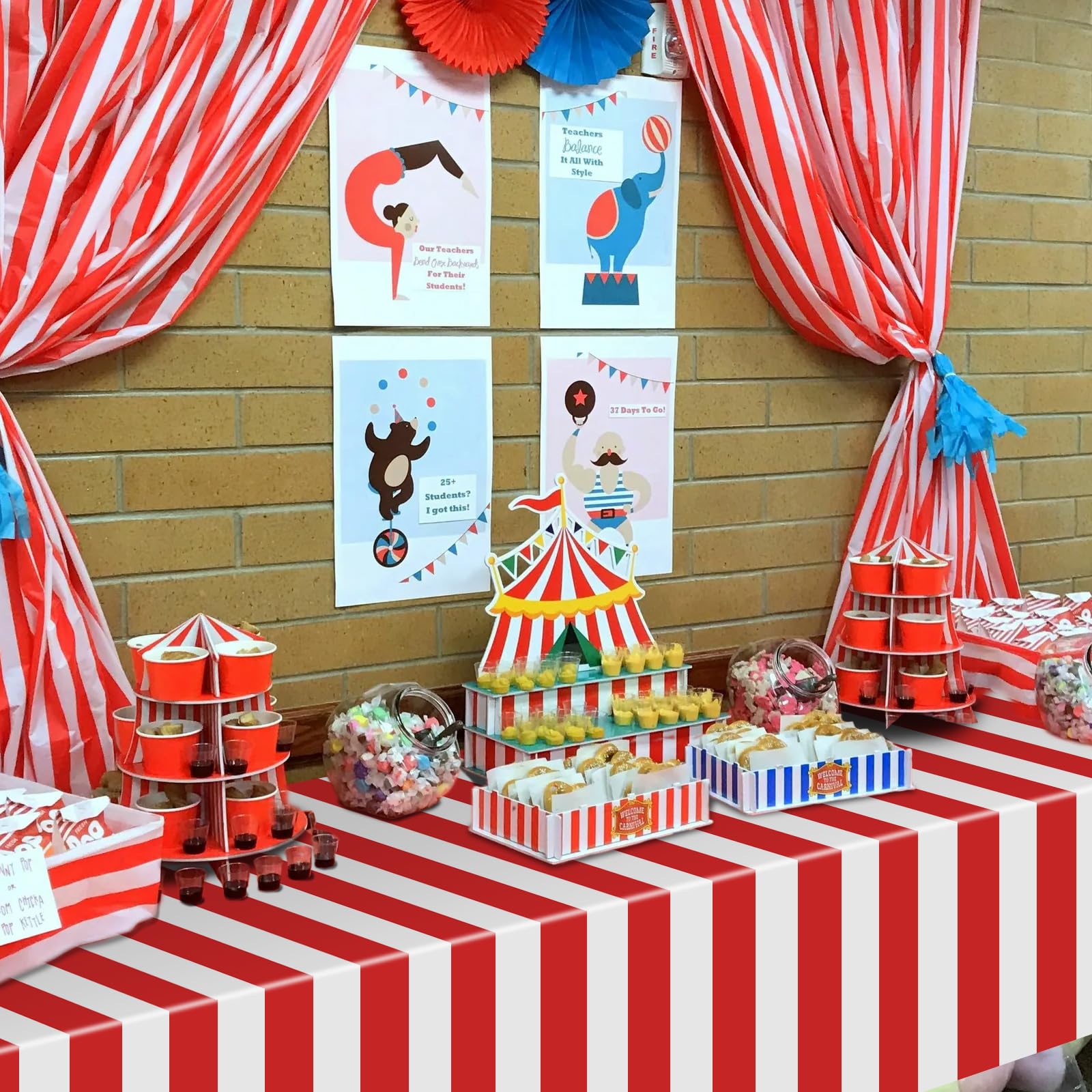 Carnival Theme Party Decorations Tablecloths, Circus Plastic Table