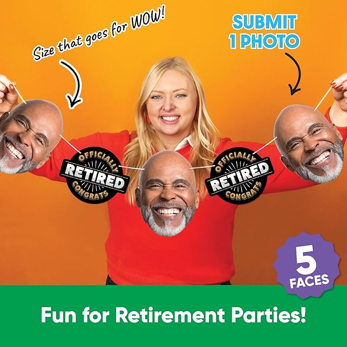 Big Dot of Happiness Custom Happy Retirement Face Cut Out Garland