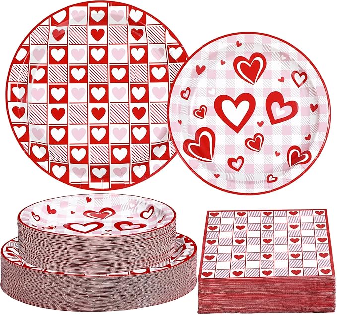 200Pcs Valentine's Day Decorations Happy Valentine Plates