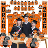 Graduation Decorations 2026 Orange Set, Congrats Grad Decor Set with