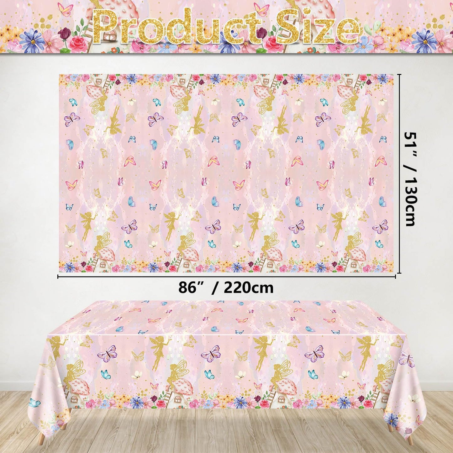 XJLANTTE 4Pcs Fairy Tablecloths - Fairy Birthday Party Table Cover