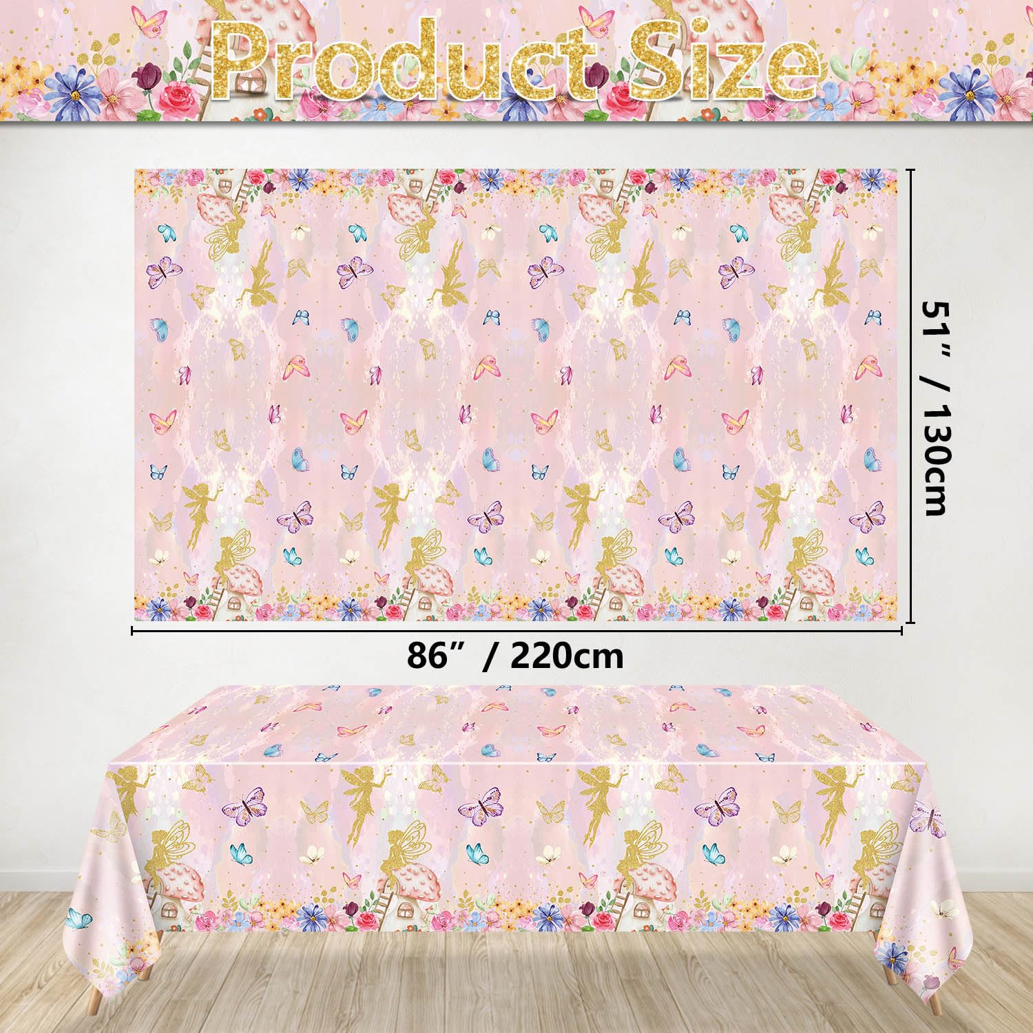 XJLANTTE 4Pcs Fairy Tablecloths - Fairy Birthday Party Table Cover