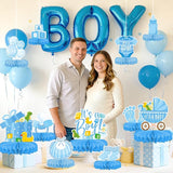 Boy Baby Shower Decorations Set - Kit with blue Honeycomb