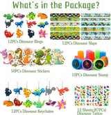 108Pcs Dinosaur Party Favors Dinosaur Stamps Slap Bracelets