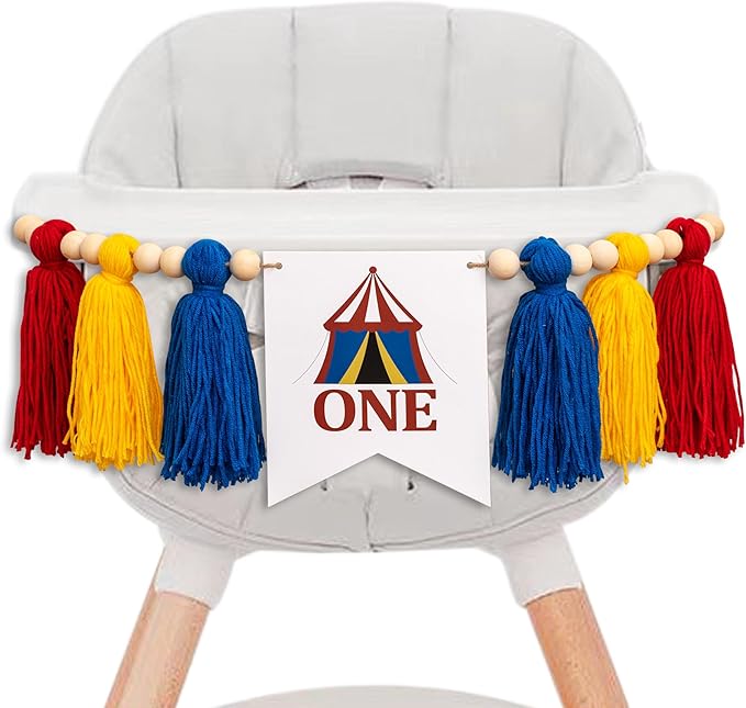 1st Birthday Highchair Banner Carnival Circus Party Sign Fiesta