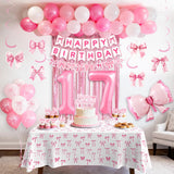 17th Pink Birthday Decorations for Girls, Pink Bow Coquette Birthday